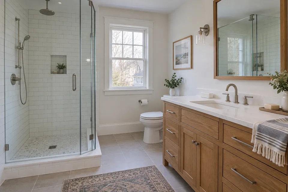 Bathroom remodeling design for a Shrewsbury, Massachusetts home